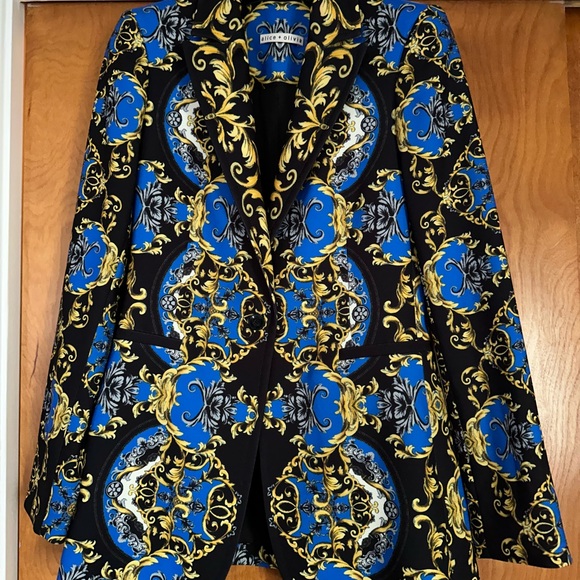 Alice & Olivia Versace Print Women's Black and Blue Baroque Jacket - Picture 1 of 2